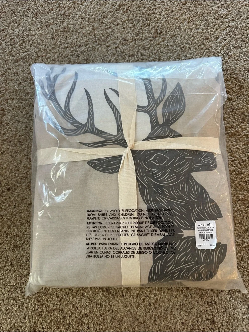 West Elm Black Reindeer Duvet Cover with tags